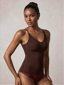Veilyse Women's Solid Color Camisole Tank Top - Coffee Brown - View 1