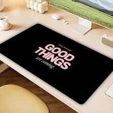 1pc XXL "Good Things Are Coming" Desk Mat-Large Gaming Mouse Pad, 2MM Thick Rubber Base,Non-Slip Bottom,Stitched Edges, Mooth Surface, Office Desk Accessories, University Essentials, Dorm Room Study Mat, Laptop Desk Protector - Multicolor - View 6