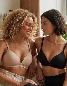 Kit 2 Sutiãs Nayane Reforçado Sustentação Com Bojo Sem Aro Confortável - Preto e Bege - Visão 6