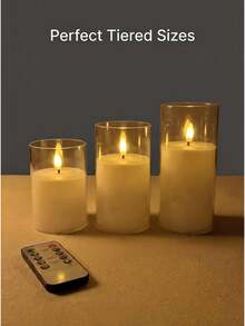 3pcs LED Flameless Candles With Remote Control, White, Suitable For Christmas Decoration. Can Be Used As Home Tabletop Decor Or Birthday Party Lighting. A Perfect Gift For Family And Friends! - White - View 5