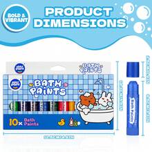 Baff Paints Activity Set,10 Washable Bath Paint Sticks,Colouring For All Surface With Vivid Colors Water Proof,Vibrant Colors,Mess-Free,Easy Clean,Fast Dry Action,Can Be Used On Bathroom Tiles, Floors, Glass, Ceramics And Other Surfaces - Sets - View 5