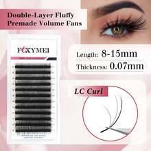 FOXYMEI 12排多層3D效果山茶花LC/LD野量感接睫毛 8-15mm，細緻蓬鬆，0.07mm厚度，自動開花預製睫毛扇混裝盤，適合初學者，沙龍節日氛圍 - LC - 查看 9