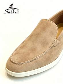 Salkin Mocassins classiques à enfiler pour hommes, chaussures décontractées en daim de couleur unie, style de marque abordable, souples, confortables, respirantes, antidérapantes, résistantes à l'usure, semelle plate, chaussures pour hommes, mode, polyvalentes, pour étudiants, rentrée scolaire, cérémonie de remise des diplômes, style universitaire, chaussures de bureau, formelles, pour fêtes, banquets, mariages, chaussures de marié, printemps, été, automne, grandes tailles pour hommes, plusieurs couleurs disponibles, la taille est petite, veuillez choisir une taille au-dessus - Kaki - Voir 7