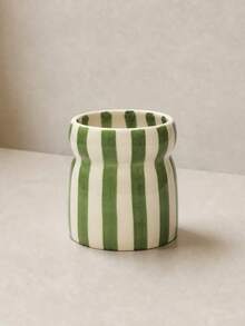 1pc Ceramic Striped Storage Canister, Tableware Organizer, Knife Holder, Eyebrow Pencil Makeup Tool Holder, Multiple Color Striped Patterns, Suitable For Kitchen Storage, Tableware Organization, Home Decor And Holiday Gifts - View 16