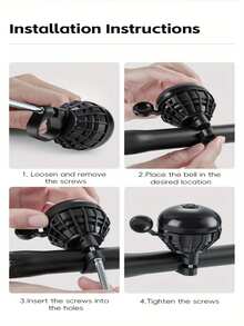 1pc Bicycle Bell, 1pc Black Metal Loud Volume Aluminum Alloy, Easy Installation Riding Handle, For Road Mountain Bike Scooter - Multicolor - View 8