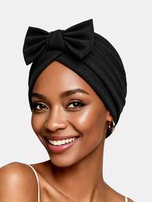 1pc Women's Elastic Cotton Bow Chemotherapy Headscarf Hat, Suitable For Daily Use - Turmeric - View 11
