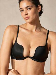 Veilyse Sujetador con aro y tirantes ajustables de color sólido, lencería para el verano - Negro - Ver 8