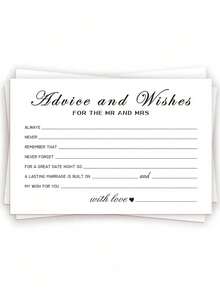 50/100pcs Blessing Card, Advice And Blessing Card For Newlyweds, Bride And Groom, Newlyweds, Wedding Reception Decoration/Bridal Party Perfect Wedding Suggestion Card, Decoration Card - View 2