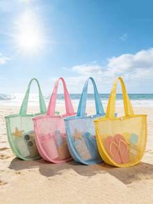 1pc Personalized Seashell Bag, Conch Mesh Bag, Beach Bag, Mesh Conch Collection Bag, Seashell Bag, Conch Tote Bag,Travel Essential - View 2