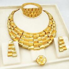 Conjunto de Joias Elegante de Alta Qualidade para Mulheres, Colar Grande, Pulseira, Anel, Brincos, Acessórios para Casamento, Banquete e Festa, Presente de Feriado, Uso Diário - Dourado - Visão 5