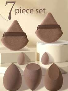 7 Makeup Set Sponge Facial Makeup Tools Dual-Use Makeup Sponge Blush Brush For Foundation Blending 3 Beauty Eggs 2 Triangle Puffs 2 Mini Drops Soft Makeup Sponge Face Makeup Applicator - Multicolor - View 1