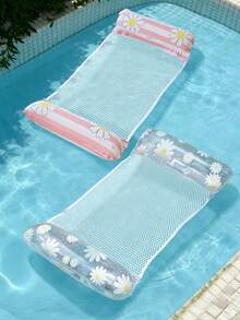 Daisy Glitter Transparent Inflatable Water Hammock Float, Breathable Mesh Pool Raft With Dual Inflatable Head And Foot Pillows, Foldable Portable Swimming Bed For Beach, Pool And Summer Vacation - Multicolor - View 14