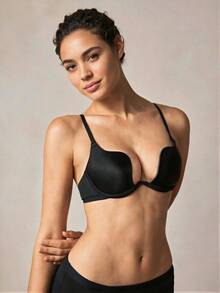 Veilyse Sujetador con aro y tirantes ajustables de color sólido, lencería para el verano - Negro - Ver 4