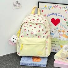 LECEY Mochila de gran capacidad con estampado de dibujos animados a rayas - Amarillo - Ver 3