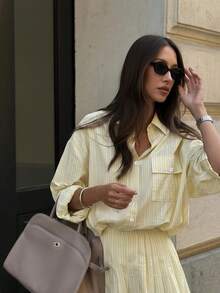 HAPPY GIRL#春夏百搭休閒時尚波希米亞風可愛海灘度假居家日常機場穿搭女款舒適修身兩件套 - 杏色 - 查看 2