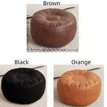 Round Seat Cushion Cover Faux Leather Large Capacity Sofa Stool Cover Minimalist Unstuffed Storage Leg Bench Storage - Multicolor - View 8