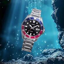 Casio  Red Blue Bezel Stainless Steel Dive Watch MDV-107D-1A3 200M Waterproof Luminous Sports Watch - one-size - View 11