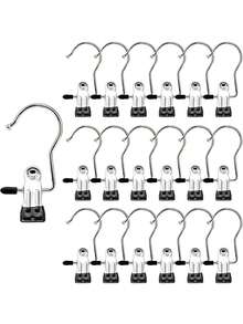 20/10/1pc Stainless Steel Multi-Function Clips Hooks, Multi-Purpose Space-Saving Hanging Rack, 360° Rotating Portable Storage Clip, Back To School Essential, Heavy-Duty Clothing Hook, Non-Slip Coating, Suitable For Closet, Travel (Black) - Multicolor - View 10