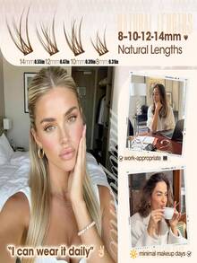 216 خصلة رموش صناعية بنية 8-14 مم بأسلوب طبيعي رقيق، 216 قطعة رموش قصيرة بنية داكنة، امتداد رموش C Curl، جذور رموش بنية، للارتداء اليومي، تعزيز طبيعي، سهلة التطبيق - C - مشاهدة 2