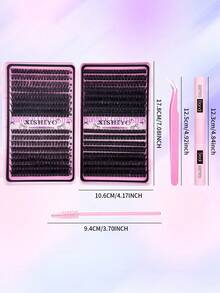 640/576 Clusters Single Cluster False Eyelashes Set, Includes Adhesive Glue, Sealing Glue, Tweezers And Eyelash Brush; Suitable For Beginners, Dense And Fluffy, Natural And Lightweight, Easy To Apply; Equipped With Large Capacity Eyelash Storage Book, Classic Cross Dynamic Style - Multicolor - View 7