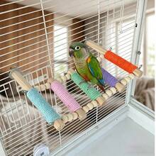 1pc Colorful Rope Braided Parrot Ladder Perch, Macaron Style Climbing Toy Bird Swing, Multi-Level Interactive Bird Cage Accessory, Suitable For Budgies And Parrots, All Seasons - View 10