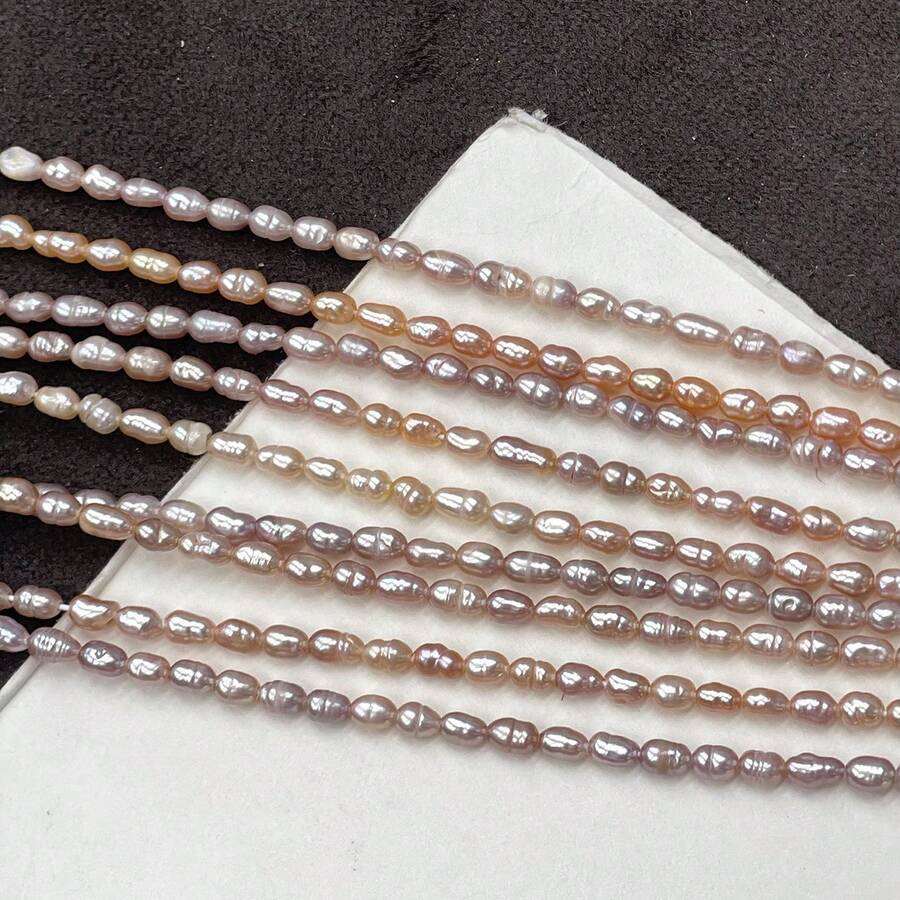 1 Strand 36cm Mini Natural Freshwater Pearls Purple Rice Pearl Beads For Jewelry Making DIY Women Men Necklace Bracelets Handicrafts Accessories - Rice Grains - View 1
