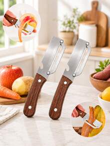 Multifunctional Sugarcane Cutter, Pineapple Cutter, Cabbage And Vegetable Peeler, Kitchen Tool, Fruit And Vegetable Peeler, Hard Skin Scraper, Home Kitchen Tool, Cooking Utensil Peeler Random Handle Style Random Blade Contour - Multicolor - View 2