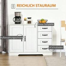 HOMCOM White Sideboard With 4 Drawers, Adjustable Shelf And Anti-Tip Protection For The Kitchen And Living Room - 白色 - 查看 4