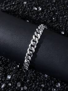 1 pieza Pulsera de pareja con cadena cubana de acero inoxidable - Blanco - Ver 6