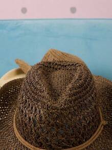 Joivida 1pc/Set Bohemian Hollow Straw Hat, Summer Fashion Beach Vacation UV Protection Woven Panama Hat, Suitable For Spring/Summer Outdoor Travel Vacation - Multicolor - View 7