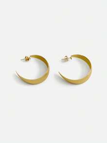 Textured Cuff Hoop Gold Earrings, Suitable For Women's Daily And Holiday Wear Winter Gifts - Yellow Gold - View 1