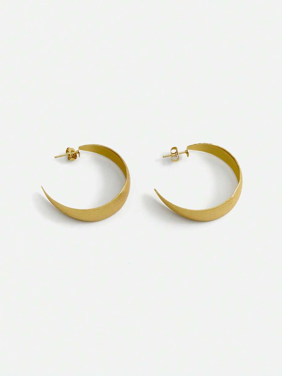 Textured Cuff Hoop Gold Earrings, Suitable For Women's Daily And Holiday Wear Winter Gifts - Yellow Gold - View 1