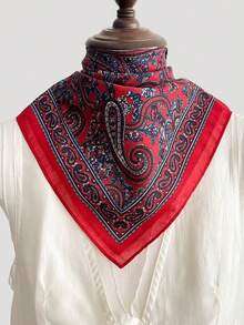 1pc Linen Feel 70x70CM Bandana Cashew Flower Small Silk Scarf Headwrap Versatile Square Scarf - Multicolor - View 5