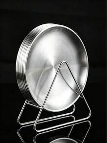 10pcs/8pcs/6pcs/1pc Stainless Steel BBQ Tray With Storage Rack, Easy To Clean Durable Korean Style Tableware Set, Space-Saving, Suitable For BBQ, Dipping Sauce And Plate Storage, Practical Home Cooking Enthusiast Gift - View 2