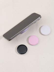 Cute Polka Dot Phone Grip Holder, Round Glossy Expandable , Universal Foldable Phone Stand, Sweet Pink Black White Dots Mobile Back Finger Ring Grips Compatible With IPhone Compatible With Samsung Compatible With Android All Smartphones - Multicolor - View 4