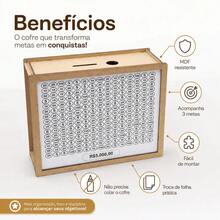Cofrinho para Guardar 10 Mil/5 Mil/1 Mil em MDF – Caixa Dinheiro com Contador – Método Japonês - 10000 - Visão 3