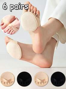 2/4/6 Pares de Meias Invisíveis de Meia Pata para Mulheres, Meias de Cobertura de Dedos para Sandálias, Meias de Meia Pata, Almofadas para os Pés, Meias de Dedos Abertos, Meias de Seda Antiderrapantes de Cinco Dedos - Multicolorido - Visão 20