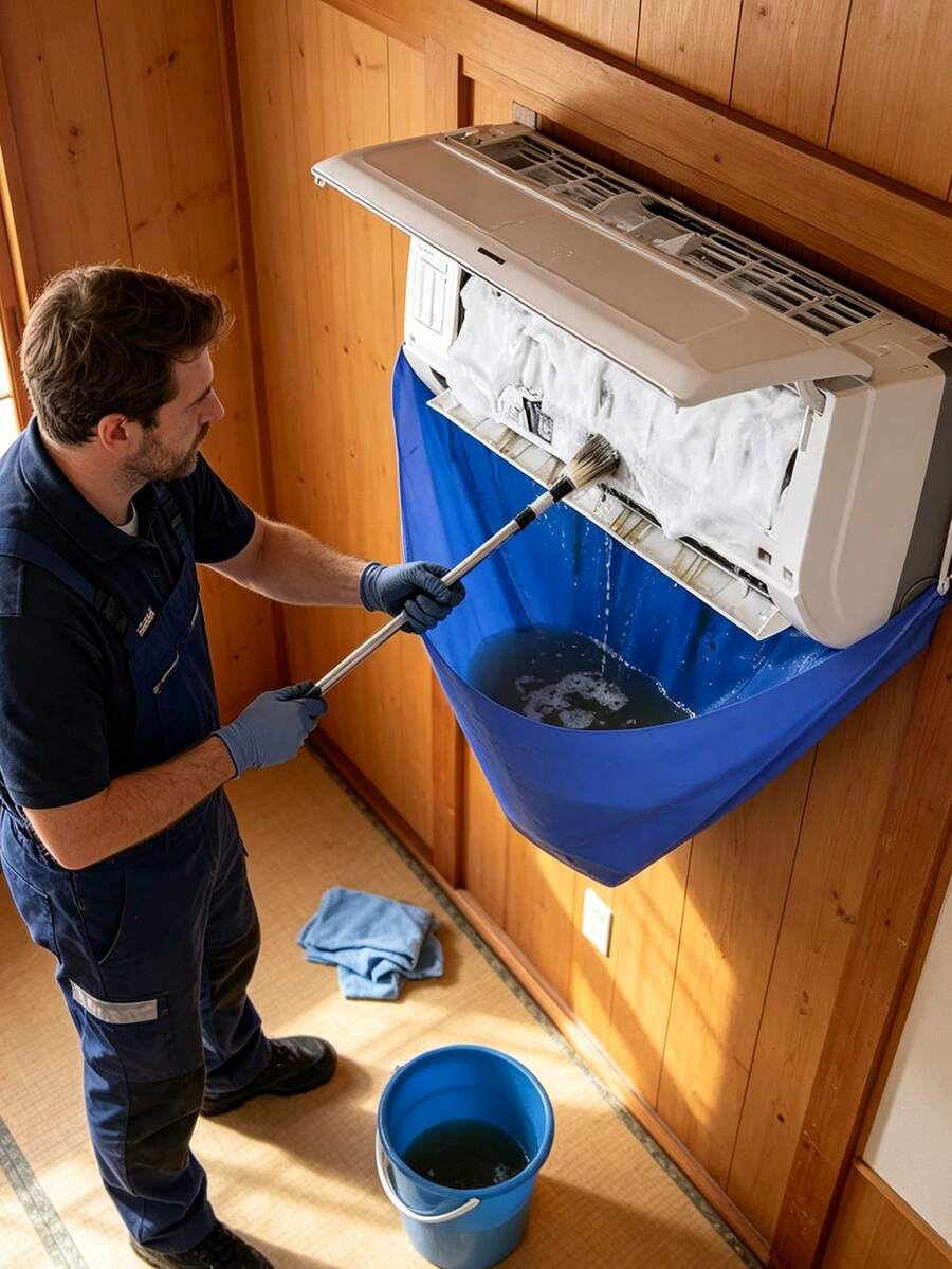 Air Conditioner Cleaning Cover With Water Collection Bag, Waterproof Hanging Cleaning Cover, Cleaning Kit, Cleaning Brush, Air Conditioner Water Tray, Sewage Collection Bag, Suitable For Air Conditioner Cleaning, No Cleaning Agent Included, Easy To Install, All-Season Use, Prevents Damage To Walls And Other Areas, Suitable For Homes, Offices, Hotels, Shops, Rental Properties And Other Locations - Multicolor - View 1