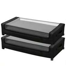 Underbed Rolling Crates 30.3 X 18.5 X 6.8 Inch For Bedroom Dormitory Apartment, Transparent Cover Visual Access 2 Pack Metal Frame Construction-XY925996 - Multicolor - View 7