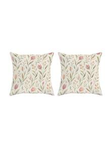 2D Flat 1/2/4pcs Bohemian Floral Throw Pillow Covers Pastel Green Cosy Decorative Pillowcases One-Sided Printing For Living Room Bedroom Sofa Bed Decor Without Pillow Inserts - Pastel Green - View 8