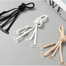 1/3pairs Adjustable Thin Bra Shoulder Straps Replacement, 0.5cm Spaghetti Elastic Bra Strap, Multi-Way Halter / Cross Back / Regular Wear, Non-Slip Bra Strap Extender For Tube Top Camisole, 3 Colors Black/Nude/White - Multicolor - View 5