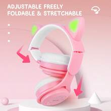 Foldable Wireless Cat Ear Headphones, Color-Changing Cat Ear Wireless Headphones, Built-In Microphone, Touch Control, Ultra-Long Battery Life, Suitable As A Gift - View 10