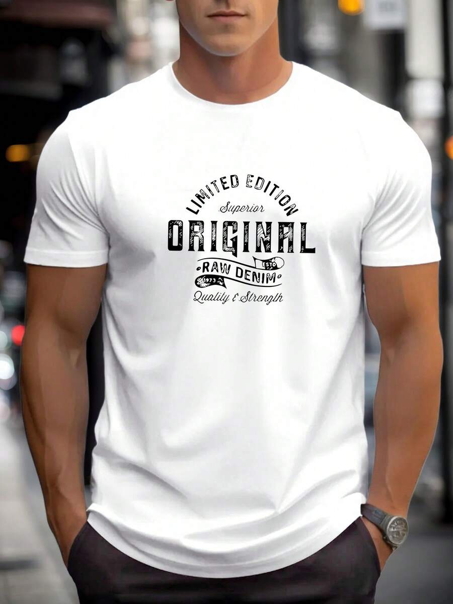 Men's ORIGINAL Pattern Summer Casual Crew Neck Short Sleeve T-Shirt - 白色 - 查看 1