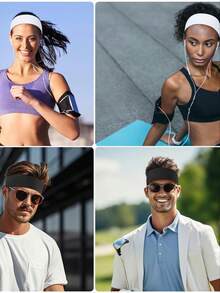 4pcs Set Neutral Solid Color Wide Stretch Headbands, Soft Fabric, Non-Slip And Sweat-Absorbent, Suitable For Women, Ideal For Sports, Yoga, Running And Daily Wear, Multi-Functional Hair Accessory Set - Multicolor - View 6