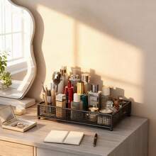 Three-Tier Lightweight Metal Cosmetic Organizer With Round Basket | Rust-Proof, Space-Saving Vanity Storage For Lipsticks, Perfumes, Skincare. Ideal Gift For Women/Girls, Durable Stylish Metal Finish For Bathroom Countertop, Perfume Display. - View 17