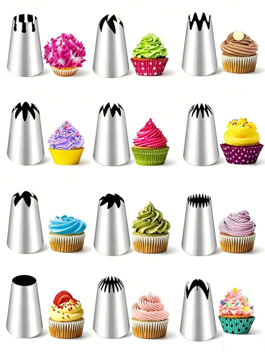 6pcs/9pcs/12pcs Stainless Steel Piping Tips Set, Large Piping Tips, Extra Large Cake Piping Tips, Stainless Steel Icing Tips, Piping Tips, Decorating Tips, Home And Baking Cake Decorating Tools, Baking And Pastry Supplies, Cake Decorating Icing Piping Tips, Decorating Tools, Icing And Piping Tips, Perfect For Cookies, Cakes, Donuts, Decorations, Suitable For All Baking Occasions, Perfect For Birthdays, Weddings, Anniversaries And Daily Desserts - View 1
