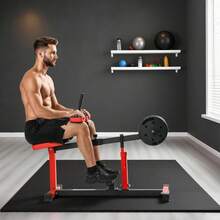 Soozier Adjustable Steel Seated Calf Raise Exercise Strength Training Gym Equipment, Red-XY205336 - A91-055V00RD - View 8