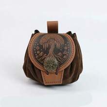 1pc Medieval Dragon-Embossed Waist Pouch | Viking Vegvisir Drawstring Pouch For Storing Dice, Coins, And Accessories | Fantasy Renaissance Waist Pouch - A - View 10