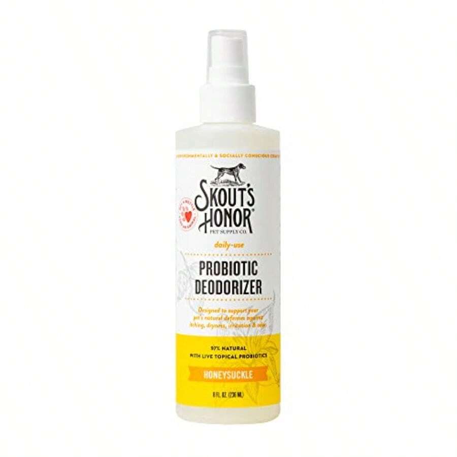 Probiotic Pet Deodorizer Spray- Hydrating Daily-Use With Avocado Oil And Omega-3s, Microbiome Friendly Certiified, Paraben And Sulfate-Free, 97% Natural, 8oz, Honeysuckle - Honeysuckle - View 1