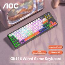 AOC Gaming Keyboard Mechanical Feel RGB Backlit 102 Keys USB Wired Computer Keyboard Colorful Portable Keyboard - View 11